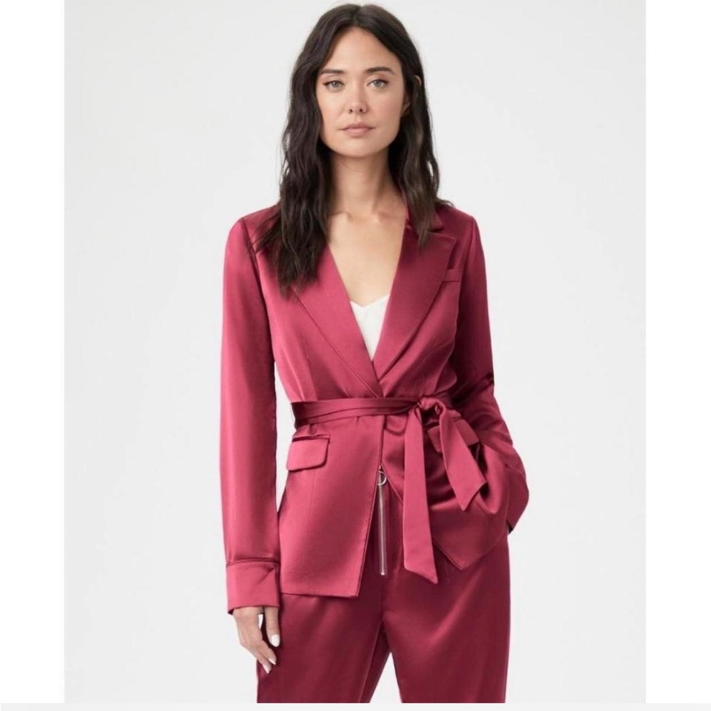 PAIGE Satin Blazer in Rich Burgundy